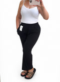 Pantalón Palazzo Negro – Cintura Elástica y Bolsillos