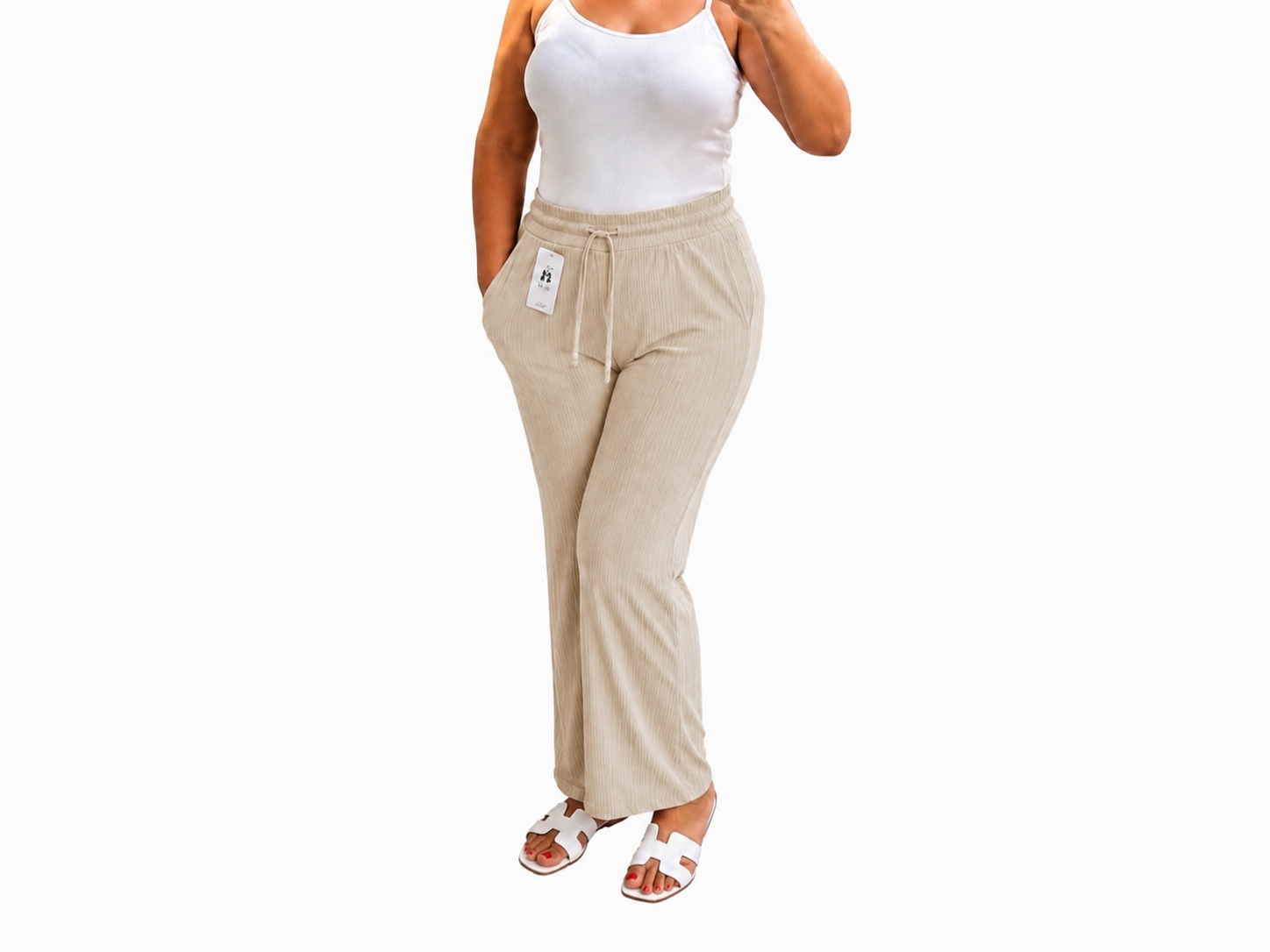 Pantalón Palazzo Rib – Color beige