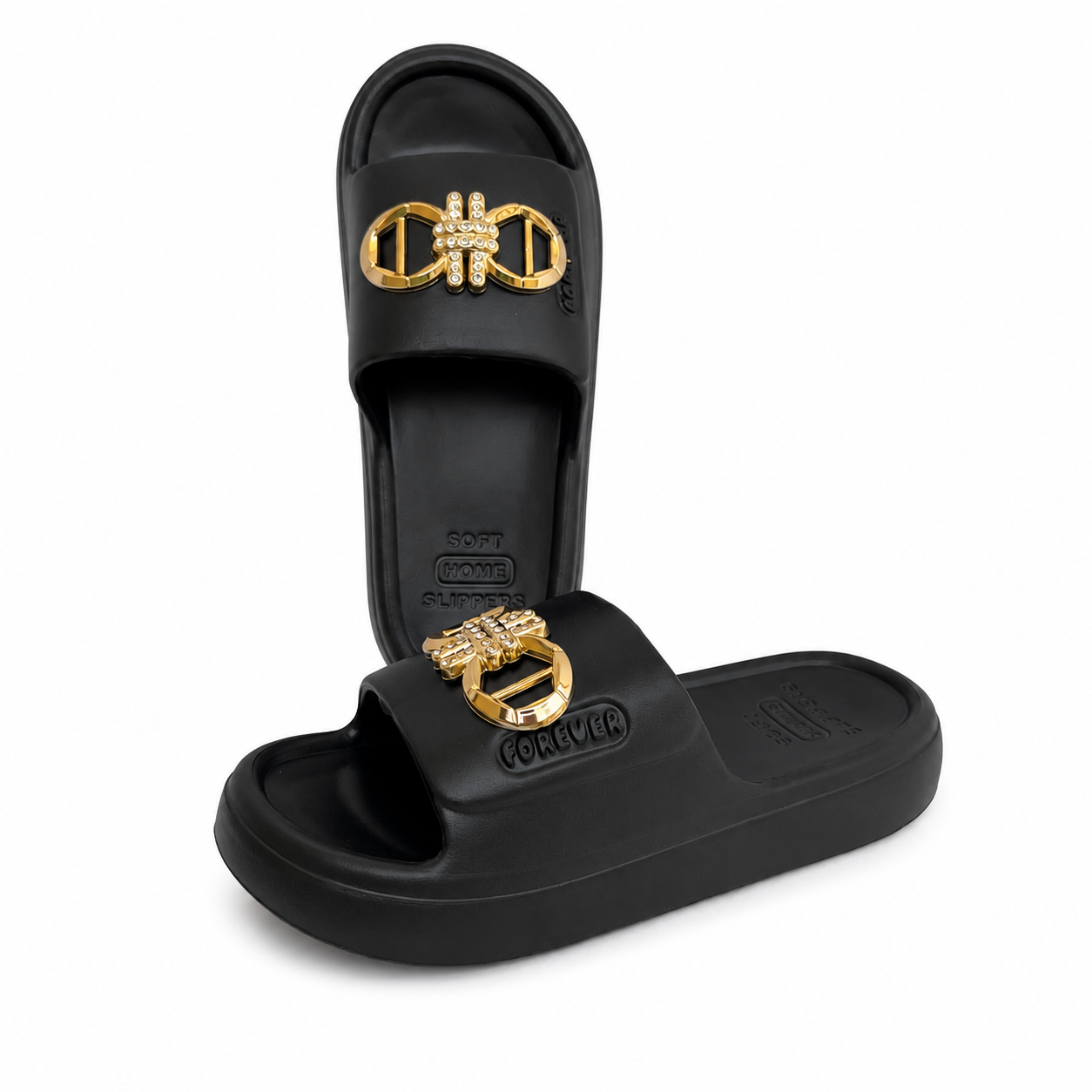 Sandalias Comfort con Hebilla Decorativa – Color Negro