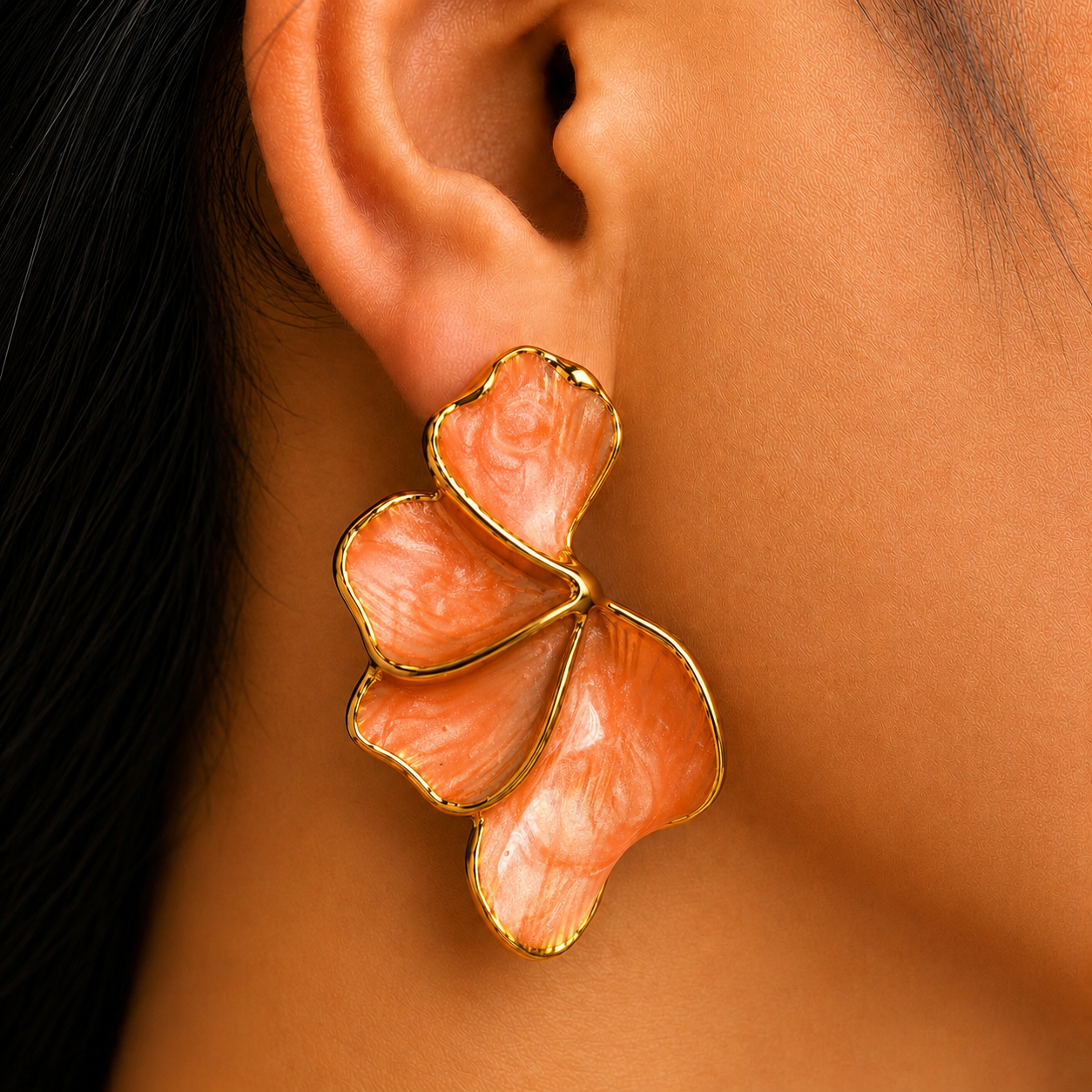Pendientes flor Coral Nacarado