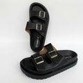 Sandalias Negras con Doble Hebilla
