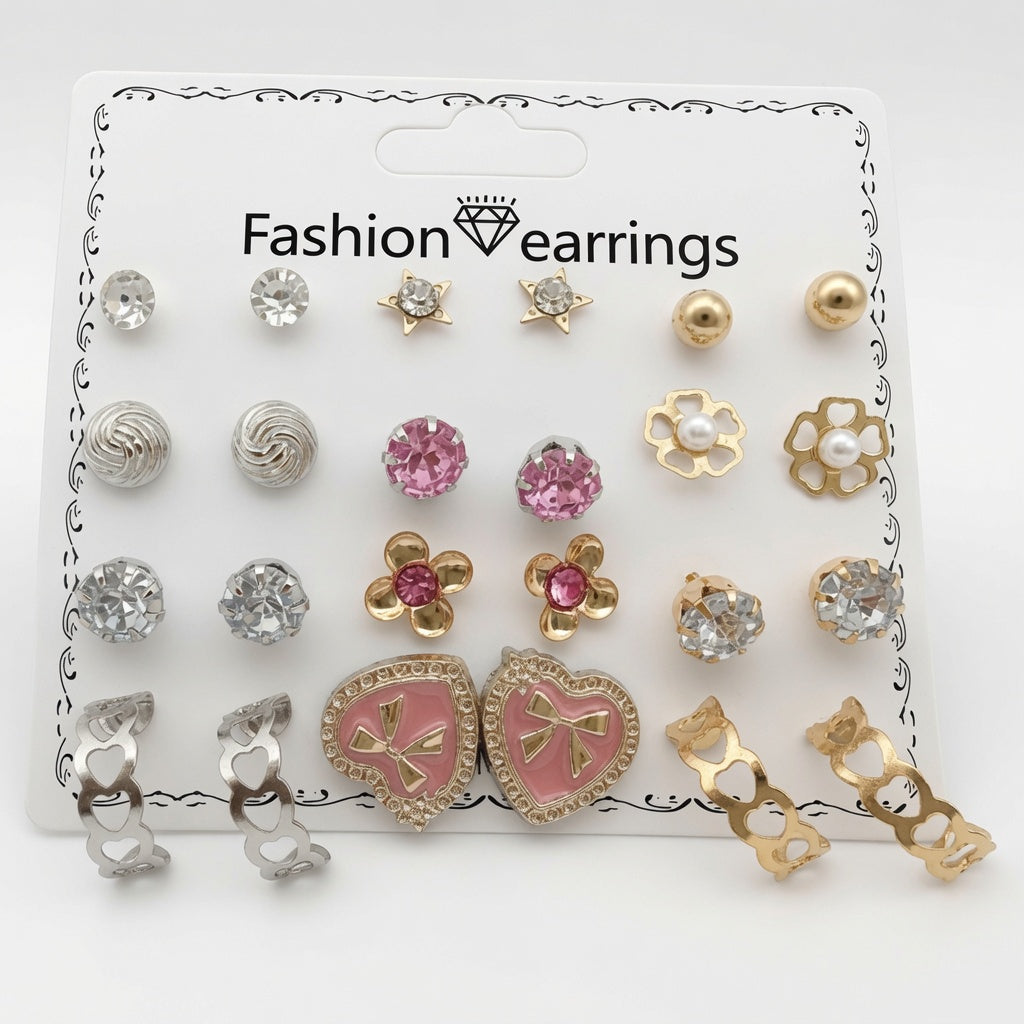 Set de 12 Pares de Pendientes