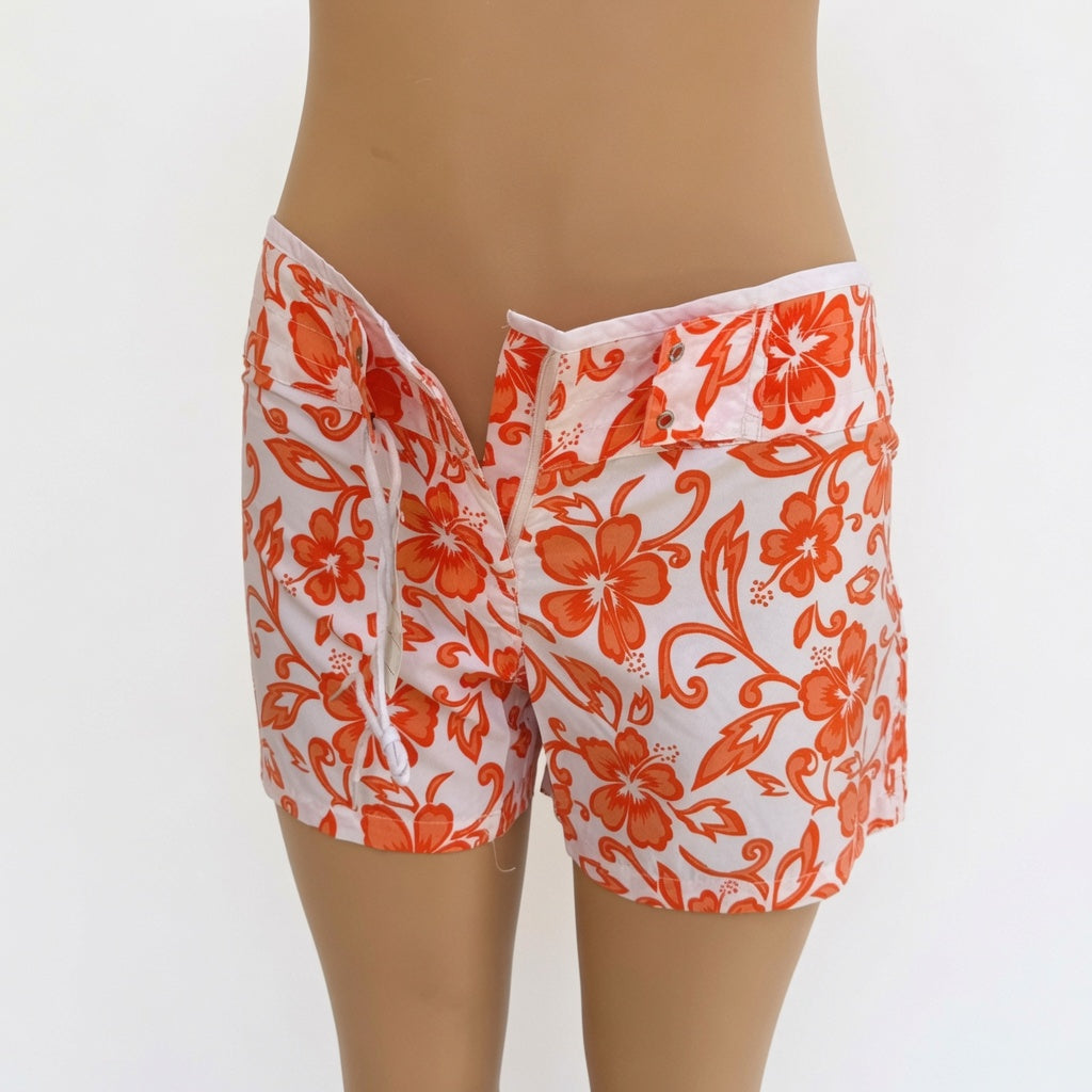 Shorts Playeros con Estampado de Hibiscos y Bolsillo para Móvil - Estilo Tropical