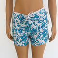 Shorts Playeros con Estampado Floral Azul Turquesa y Bolsillo para Móvil - Estilo Tropical